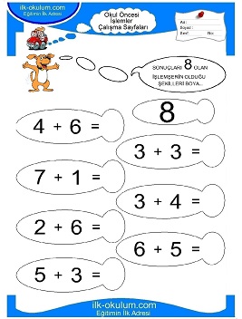Çocuklar İçin toplam işlemi yaprak testleri 